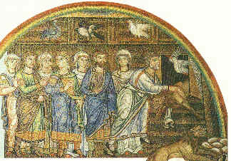 Noach leidt zijn dieren naar de ark in dit fresco uit de San Marco-kathedraal in Veneti.